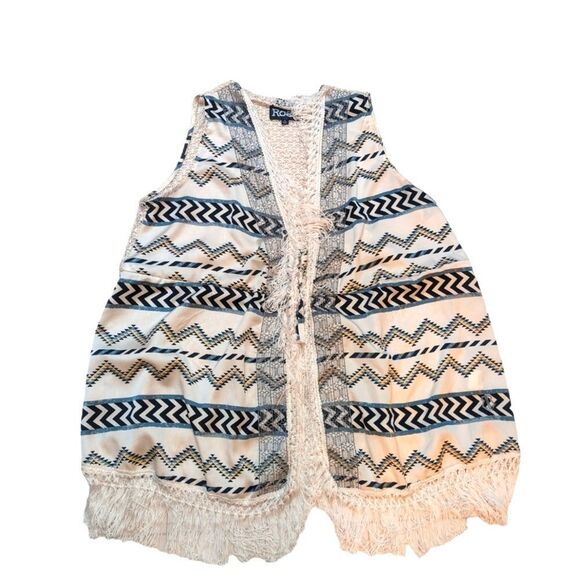 🛍️WESTERN BOHO FRINGE LIGHTWEIGHT LONG VEST SIZE LARGE - Picture 1 of 5